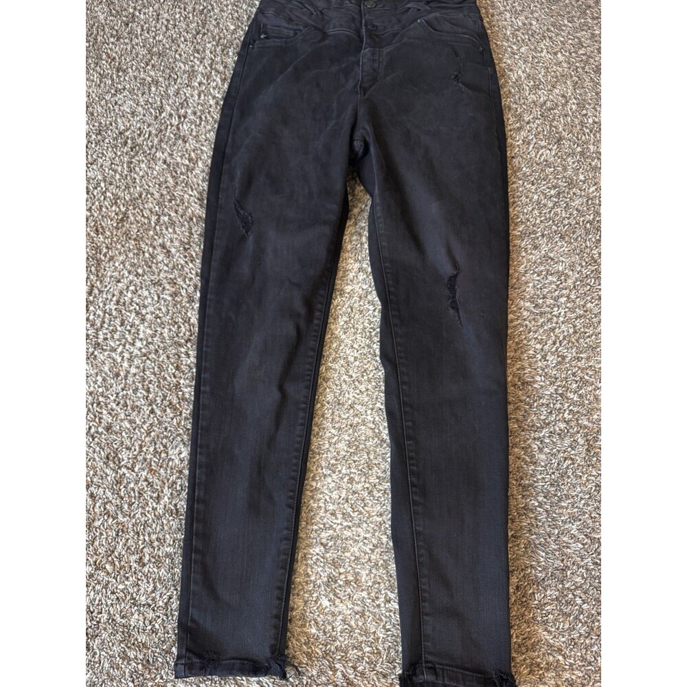 KanCan Jeans Womens 11/29 Black Distressed Skinny Stretch Raw Hem KC7149BK
